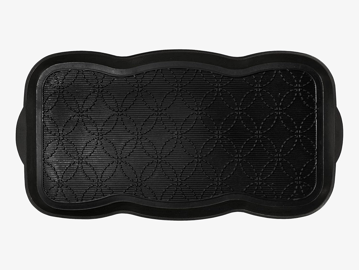 A1HC Heavy Duty Flexible and Durable 100% Rubber Hello Triangle Boot Trays Multi-Purpose for Shoes, Pets, Garden - Mudroom, Entryway, Garage and Scraper Doormat 21.6" X 21.6"