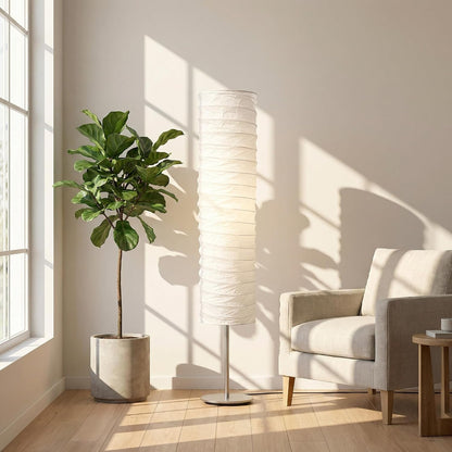 Toyvian Lamp Shade: Foldable White Paper Floor Lampshade for Standing Floor Lamp Replacement, Soft Light Diffuser for Bedroom Living Room Decor, Easy Install (43.31"W x 7.87"H)