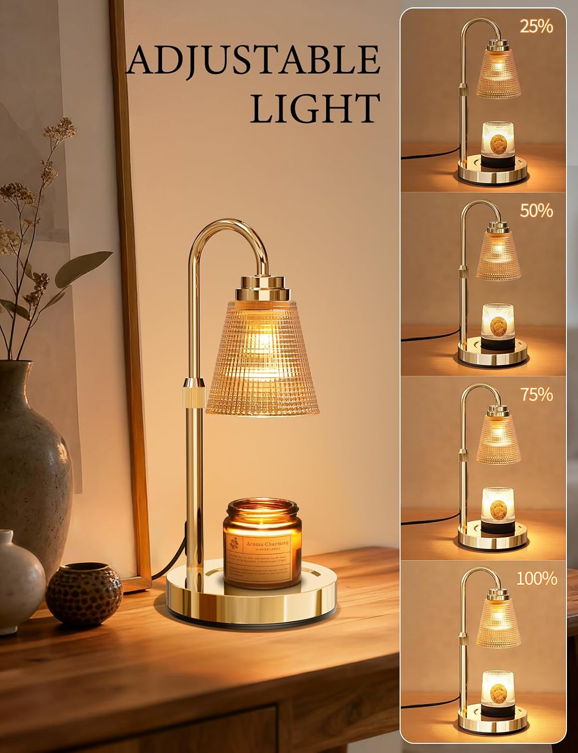Candle Warmer Lamp with Timer Dimmable, Lamp Candle Warmer Birthday Gifts for Women, Black Adjustable Wax Melter Warmer for Jar Candles, House Warming Gift Home Decor