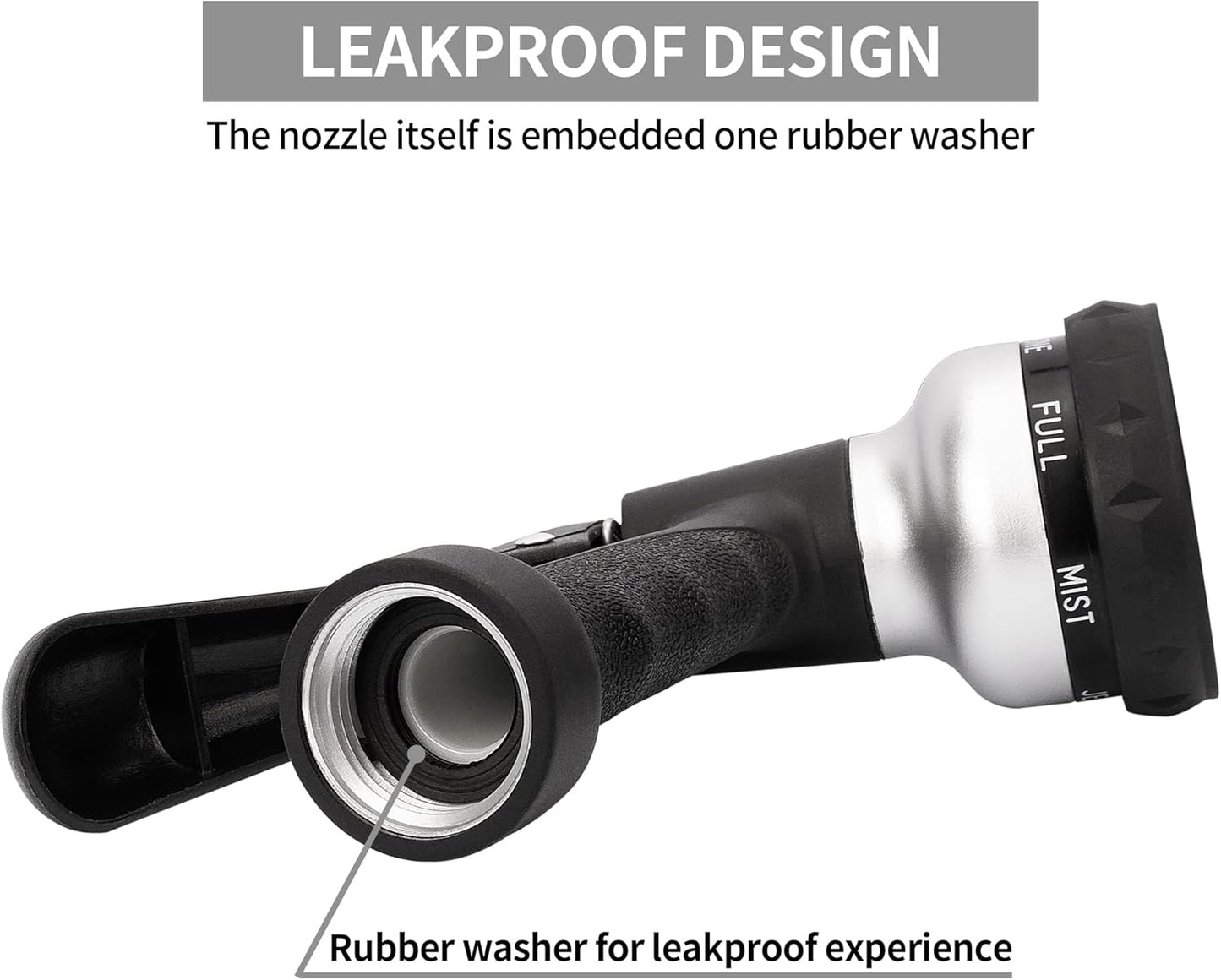 AUTOMAN Garden Hose Nozzle - 2 Pack, 100% Metal High Pressure Spray Nozzle, Labor-Saving Design, Heavy Duty for Garden Watering, Car Washing, Window Cleaning, Pets Bathing