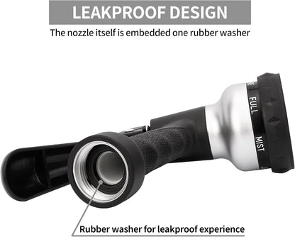 AUTOMAN Garden Hose Nozzle - 2 Pack, 100% Metal High Pressure Spray Nozzle, Labor-Saving Design, Heavy Duty for Garden Watering, Car Washing, Window Cleaning, Pets Bathing