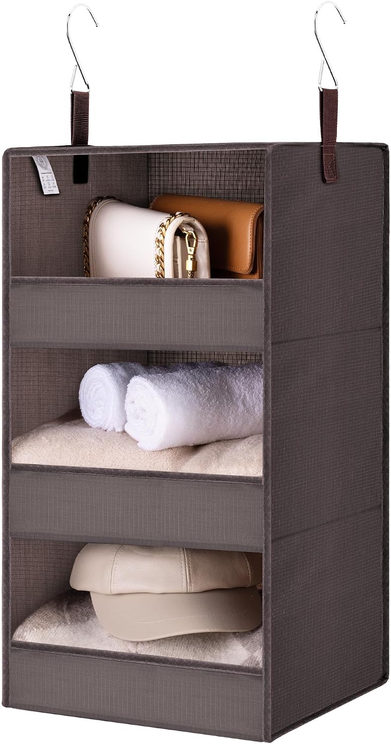 GRANNY SAYS 3-Shelf Hanging Closet Organizer and Storage, Collapsible Hanging Closet Shelves, Hanging Organizer for Closet & RV, Gray, 29 ½" H X 12" W X 12" D, 1-Pack