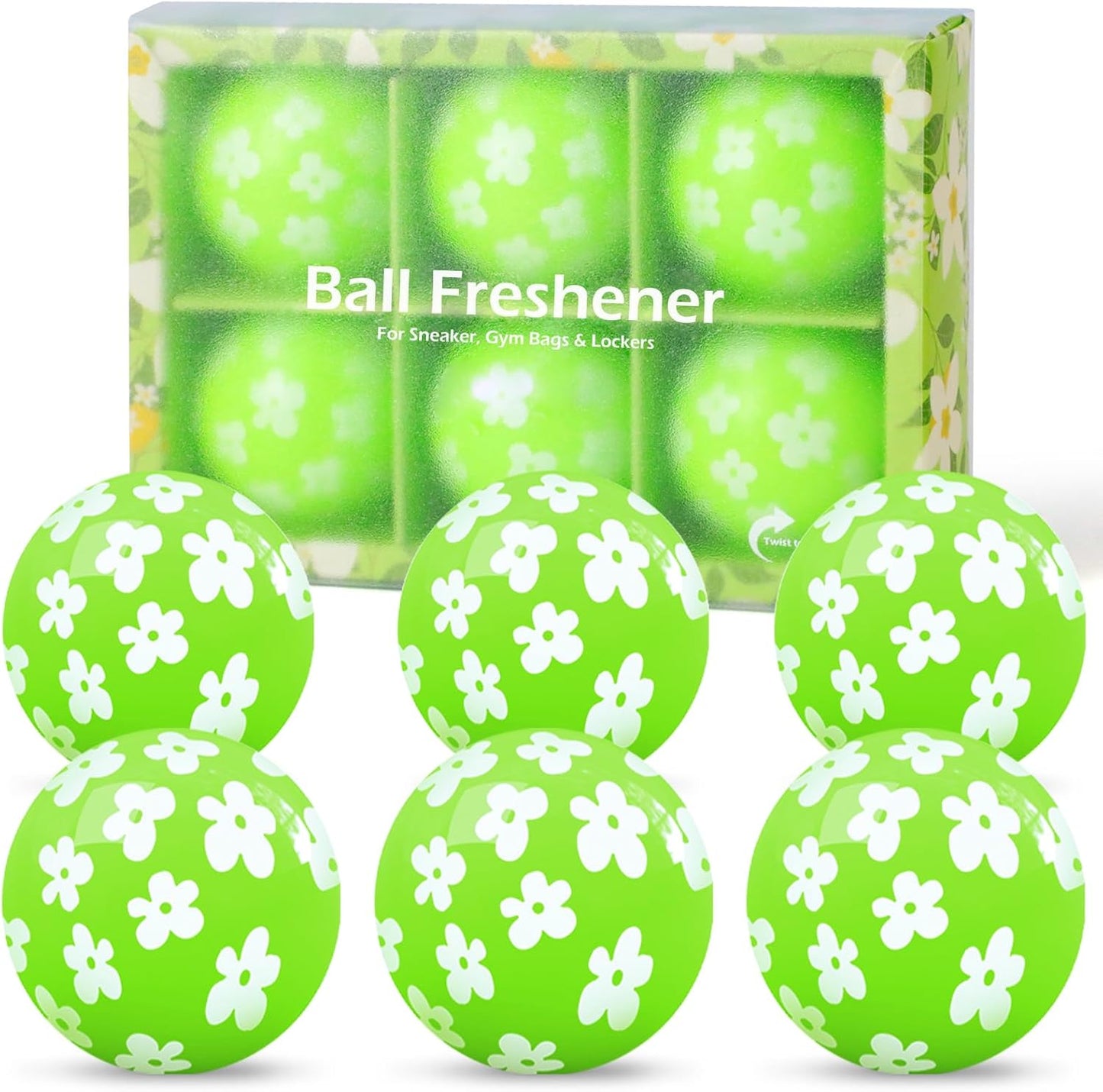 SCENTORINI Shoe Deodorizer Balls, Fresh Jasmine Scent * 6, Sneaker Deodorizer Balls Odor Eliminator, Long Lasting Shoe Fresheners for Smell Boots, Locker Gym Bag, Drawers, Small Spaces