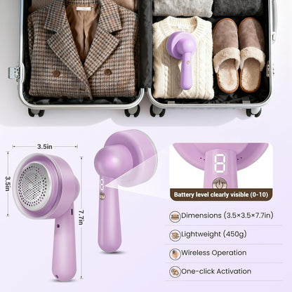 DBC Fabric Shaver & Lint Remover for Clothes, Sweaters & Furniture - 6-Leaf Blade, 3 Speeds, 2H Runtime, Portable Design Perfect for Travel, Includes 2 Extra Blades