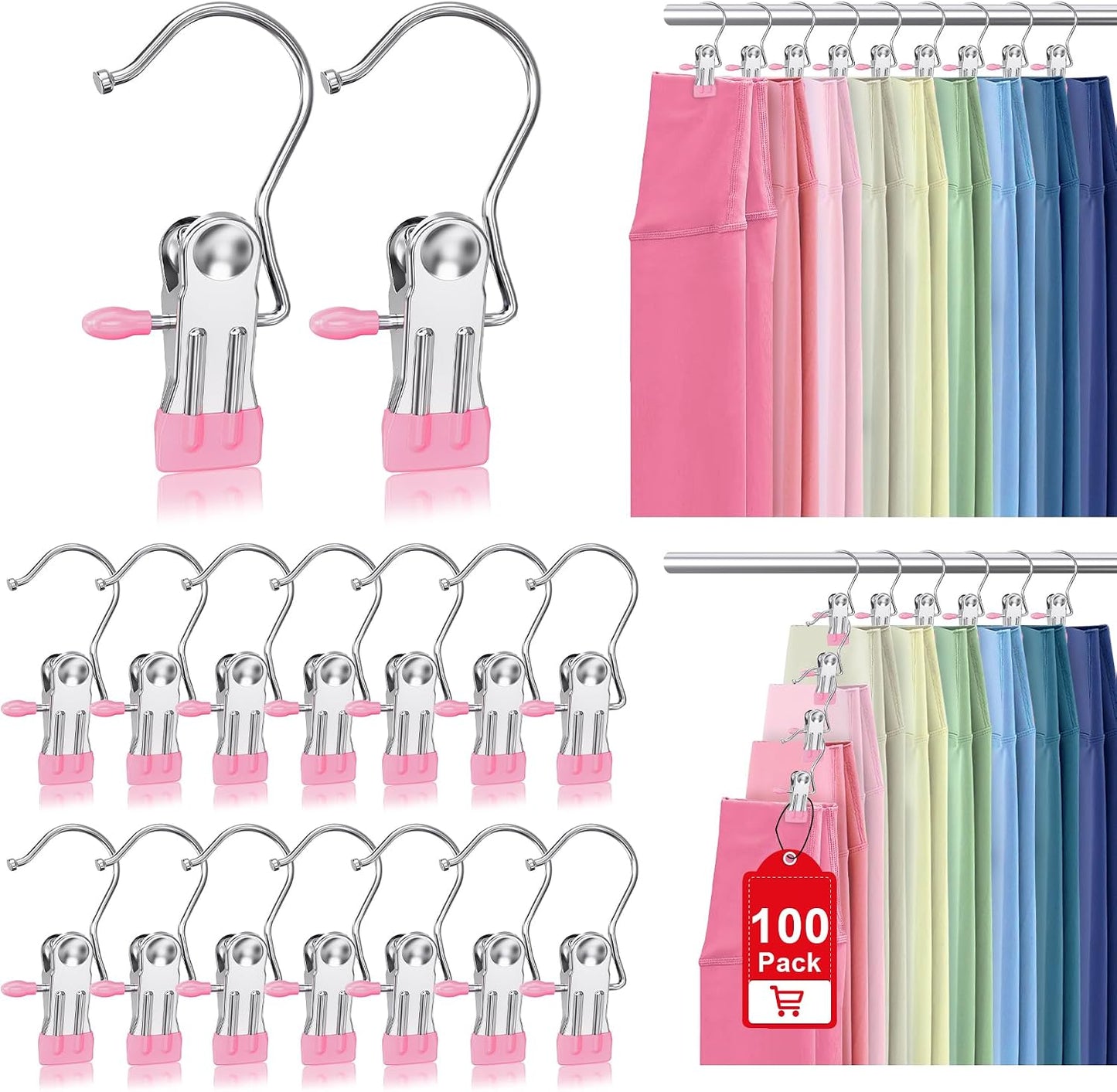 Boot Hangers Clips for Closet, Laundry Hooks Hanging Clips Clothes Pins Boot Holder Clips Space Saving Portable for Travel Tall Boots Socks Towel Jeans Hats (24, Multi)