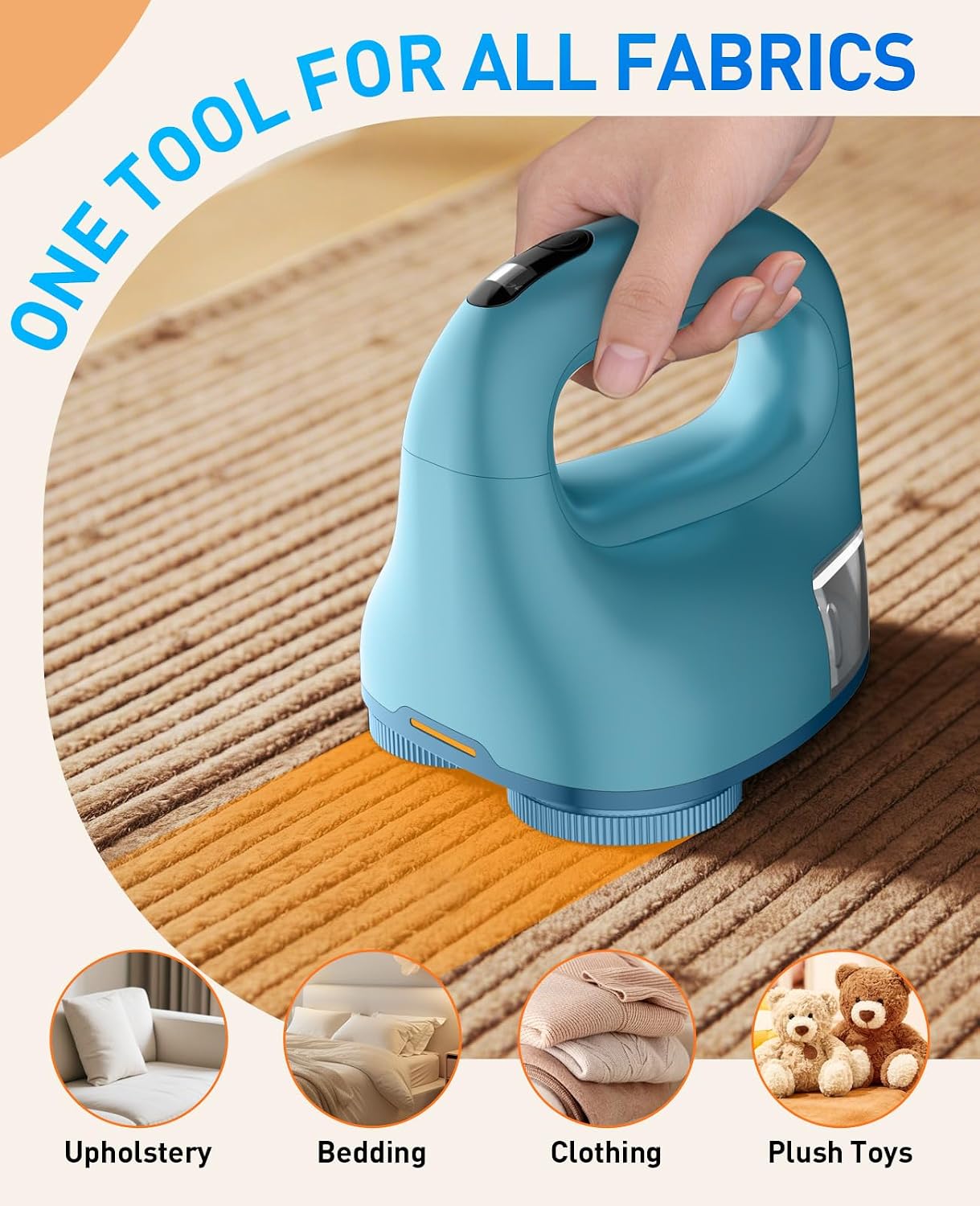 Fabric Shaver with Dual Head, 2X Faster Lint Remover for Clothes, 6-Leaf Blades, 2-Speed Electric Sweater Defuzzer with LED Display for Furniture & Clothing