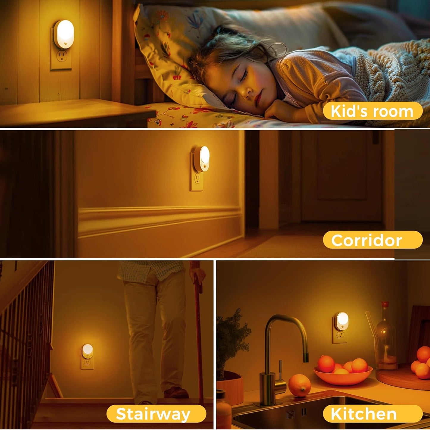 L LOHAS LED Motion Sensor Night Light,[2-PACK] Night Lights Plug into Wall,Motion Sensor and Dusk to Dawn Sensor,3000K Soft White,30/60/100lm Brightness Dimmable,Nightlight for Bathroom Hallway