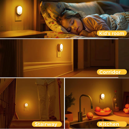 L LOHAS LED Motion Sensor Night Light,[2-PACK] Night Lights Plug into Wall,Motion Sensor and Dusk to Dawn Sensor,3000K Soft White,30/60/100lm Brightness Dimmable,Nightlight for Bathroom Hallway