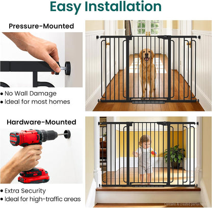 Cumbor 30-46" Baby Gate for Stairs, Mom's Choice Awards Winner-Auto Close Dog Gate for The House, Gifts for Mom, Easy Install Pressure Mounted Pet Gates for Doorways, Black