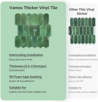Vamos Tile Upgraded Thicker Design Peel and Stick Backsplash Tile, Self Adhesive Vinyl Wall Tiles, Stick on Backsplash for Kitchen, Bathroom, RV,Pantry,10-Sheet Grayish Blue Marble with White Grout