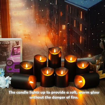 kakoya Flameless LED Candles Battery Operated with Remote and Timer,Flickering Electric Fake Plastic Pillar Candles Set of 12(D3 x H 3" 4" 5") Ivory
