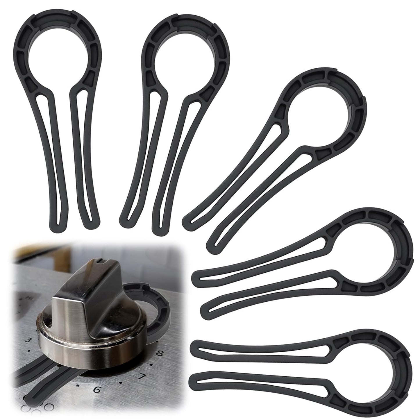 5PCS Gas Stove Knob Locks for Child Safety, Proof Stove Knob Covers, Baby Proofing Oven Knob Safety Covers for Kids and Pets, Stove Child Proof Knobs for Gas Stoves and Ovens(Black)