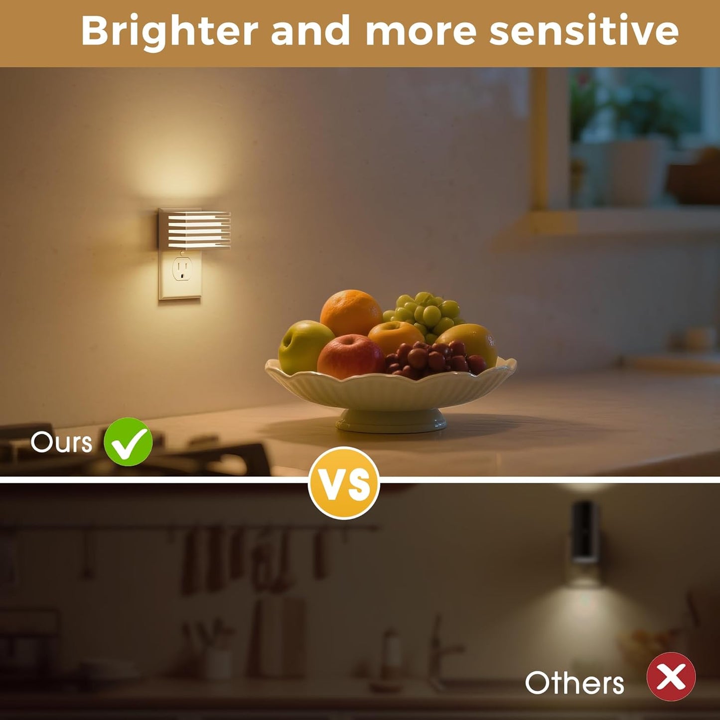 L LOHAS LED Motion Sensor Night Lights, [2 Pack] Dimmable Night Light Plug into Wall with Dusk-to-Dawn Sensor, Adjustable Brightness, 3000K Plug in Nightlight for Bedroom Bathroom Hallway (Black)