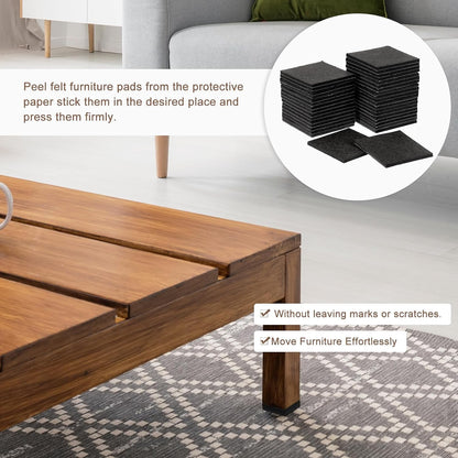 uxcell Furniture Pads, 36Pcs 1.5" - Square Self Adhesive Felt Furniture Pads, Floor Protectors for Furniture Feet Chairs Legs Hardwood Floors (Black)