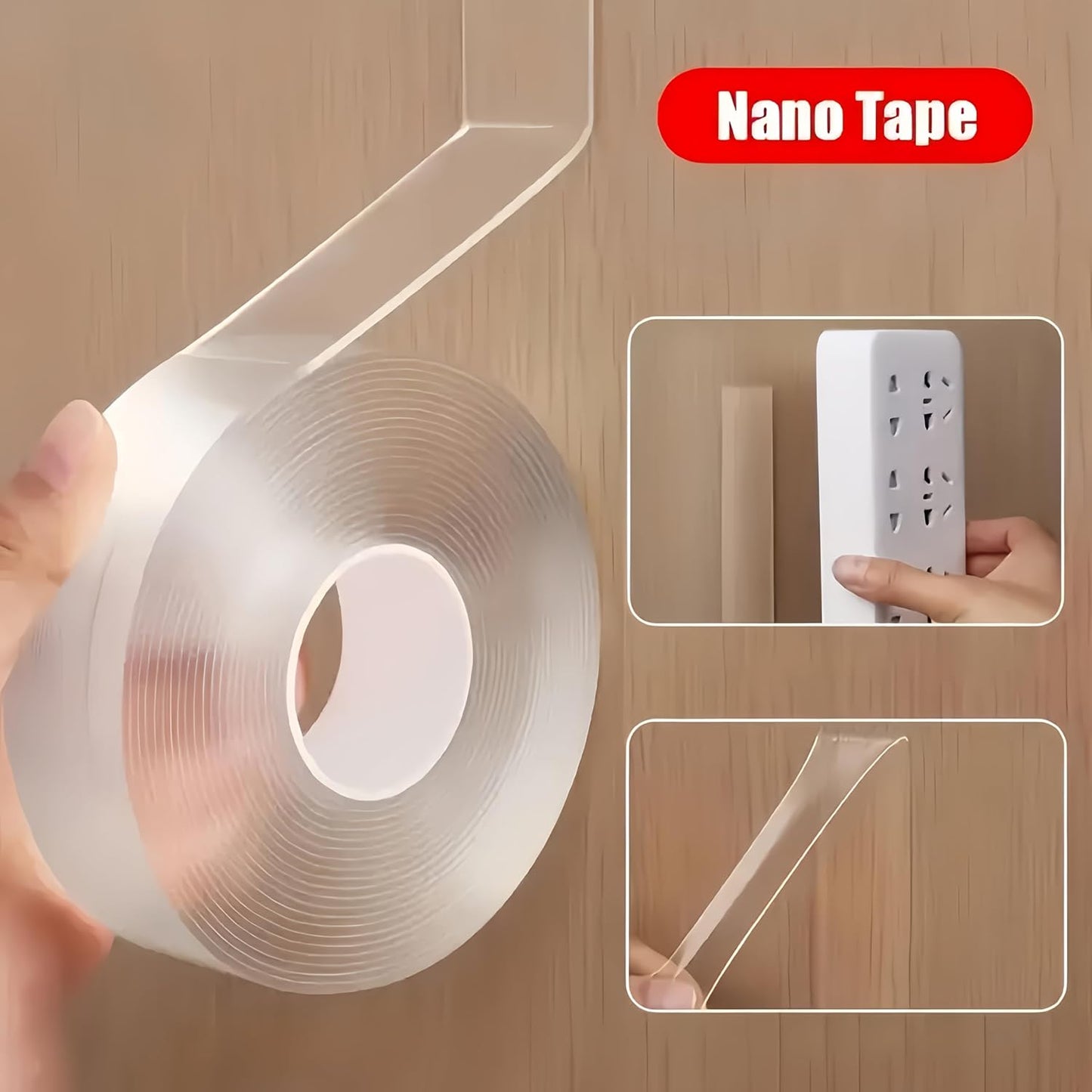 Powerful Adhesive Nano Double-Sided Tape - Reusable, Residue-Free, and Washable - Suitable for Home, Office, and Car Use