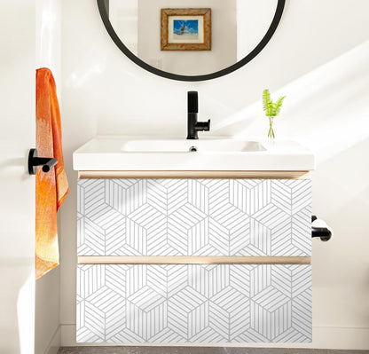 CiCiwind Wallpaper Peel and Stick Modern White and Gold Contact Paper Peel and Stick Geometric Removable Self Adhesive Wall Paper for Bedroom Renter Friendly Papel Tapiz para Pared 15.7"x118"