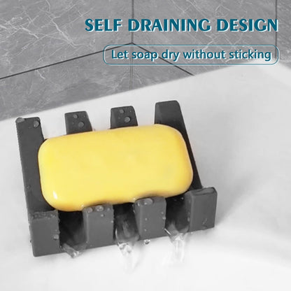 Self Draining Soap Dish Holder,Silicone Soap Dish,for Bathroom,Kitchen, Sponges，Can Extend Soap Life，Keep Soap Bars Dry and Easy Cleaning (White,1-Pack) - Colors B