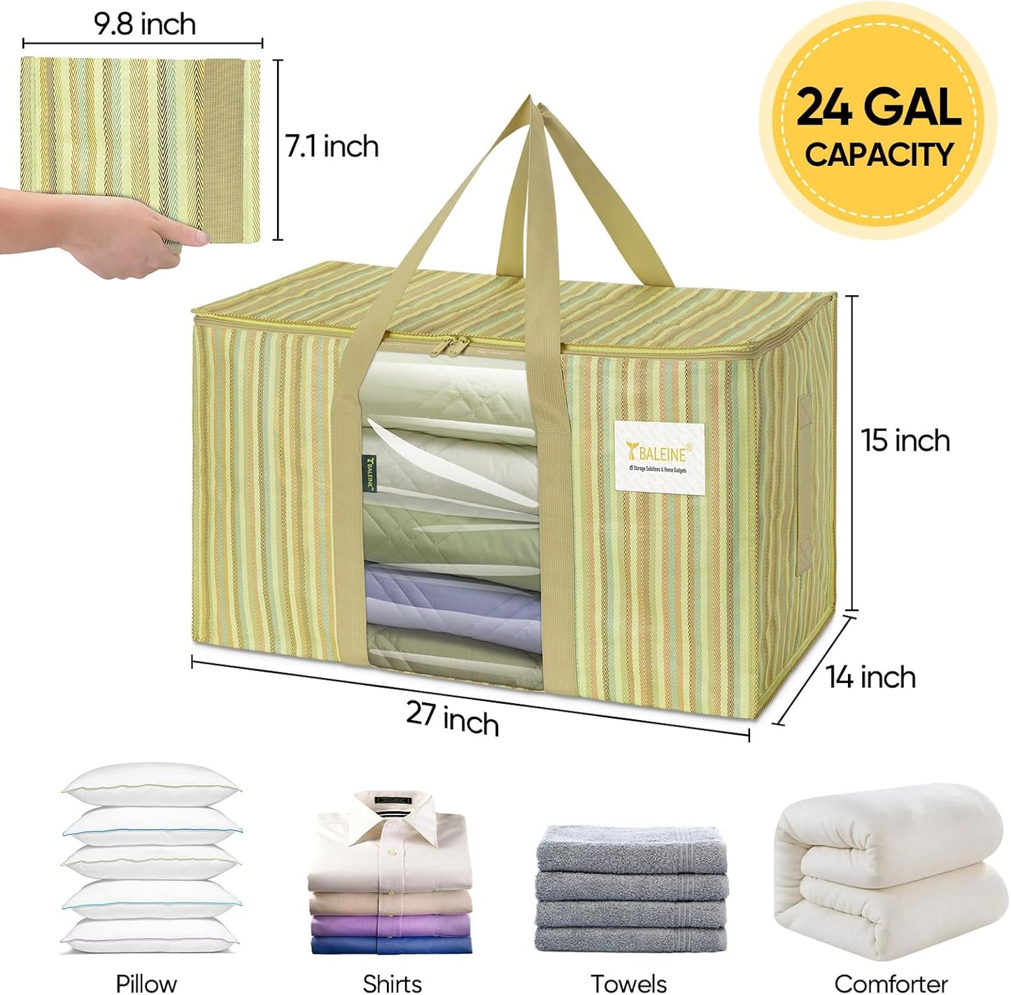 BALEINE 6-Pack Oversized Moving Bags with Reinforced Handles, Heavy-Duty Storage Tote for Clothes, Moving Supplies (Clear, 6-Pack)