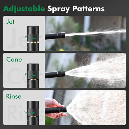 RESTMO Water Hose Nozzle, Heavy Duty Garden Hose Sprayer Nozzle for Outdoor | Metal Hose Nozzle, Anti-Rust Coating, Leak-proof, Adjustable 3 Spray Patterns, Ideal for Patios & Floors & Cars, Black