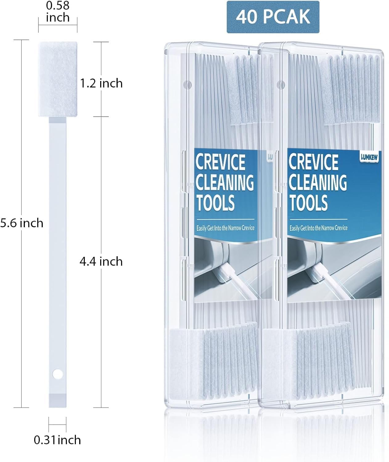 Lumkew 40Pcs Disposable Crevice Cleaning Brushes for Small Spaces, Detail Gaps Scrub Cleaner Brush Set for Toilet Bowl Corner, Household Cleaning Tool Supplies for Window Track, Door Grooves, Vent Fan