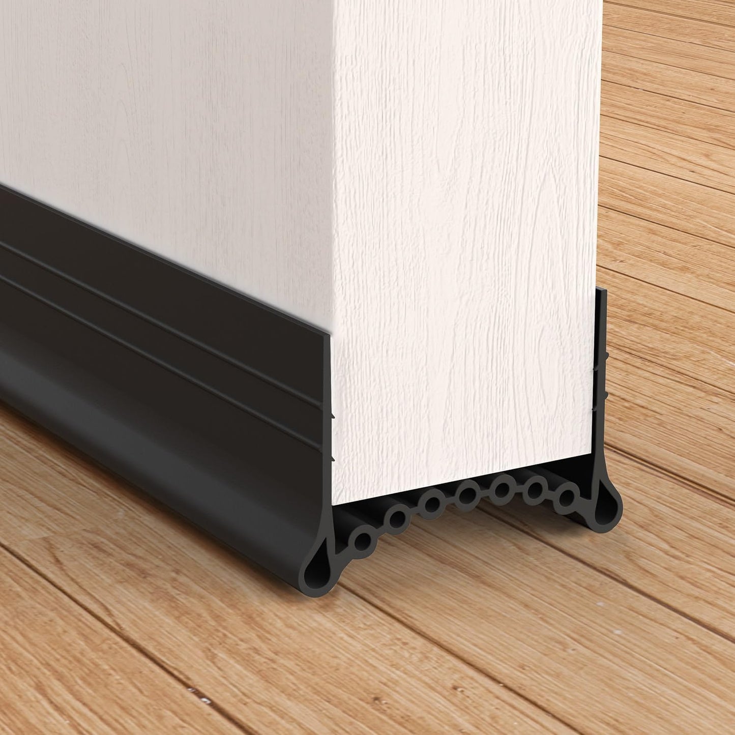 SUNMON Silicone Door Draft Stopper, 39in Upgraded Door Slide-On Under Door Seal Blocker, Under Door Sweep Weather Stripping（3.25FT Black）
