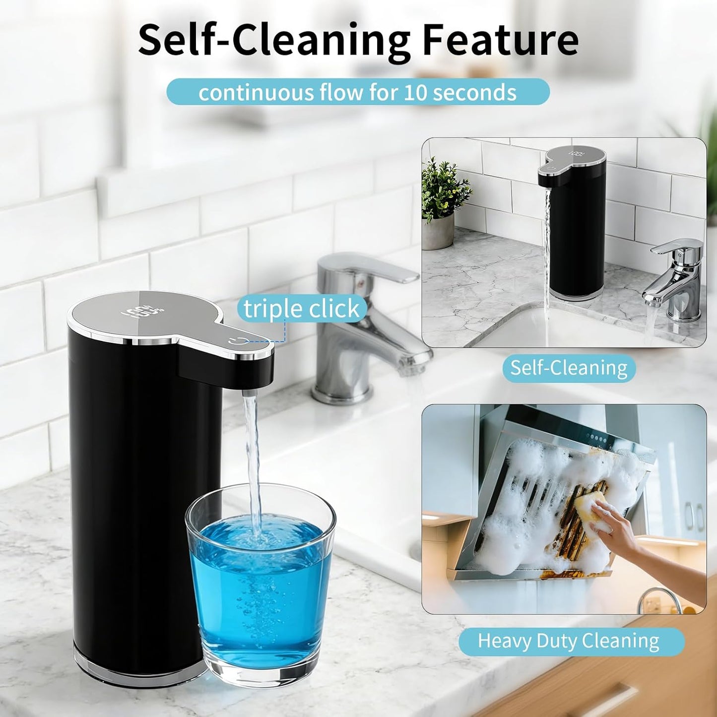 Automatic Foaming Soap Dispenser,Touchless Foam Soap Dispenser,12oz Rechargeabled Wall Mounted Smart for Bathroom and Kitchen Dish Soap,Easy for Toddlers（Brushed Silver）