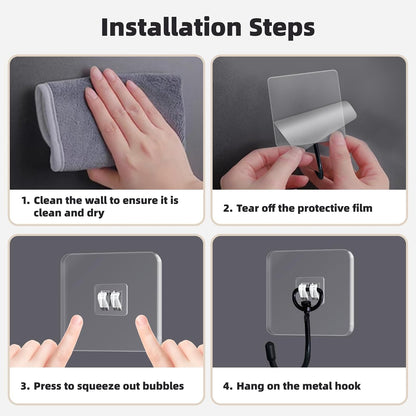 DTmasao 10 Packs Large Hooks for Heavy-Duty Hanging 44Ib(Max) Wall Hangers - No Nails, Self-Adhesive Traceless, Waterproof Rustproof, Bathroom Kitchen Home Use