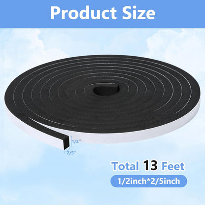16Feet Weather Stripping Seal (1/2 Inch X 1/4 Inch) for Door Window, High Density Foam Tape, Soundproofing, Insulation Strip, Door Sealers for Door Frame- White