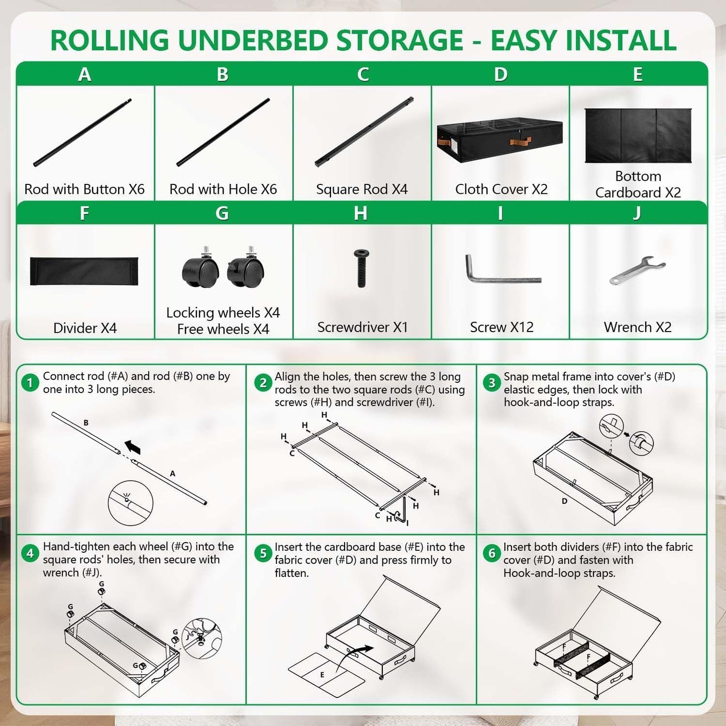Under Bed Storage with Wheels, 2-Pack 58L Under the Bed Storage Containers with Lids, 1-Pack 15L Box, Organizer Bins Rolling Underbed Storage for Clothes, Underwear, Socks, Shoes - Delicate