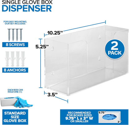 Stock Your Home Triple Acrylic Gloves Dispenser, Tissue Box Shelf, Glove Holder Wall Mount, For Kitchen, Cleaning Closet, Lab, Exam, Office