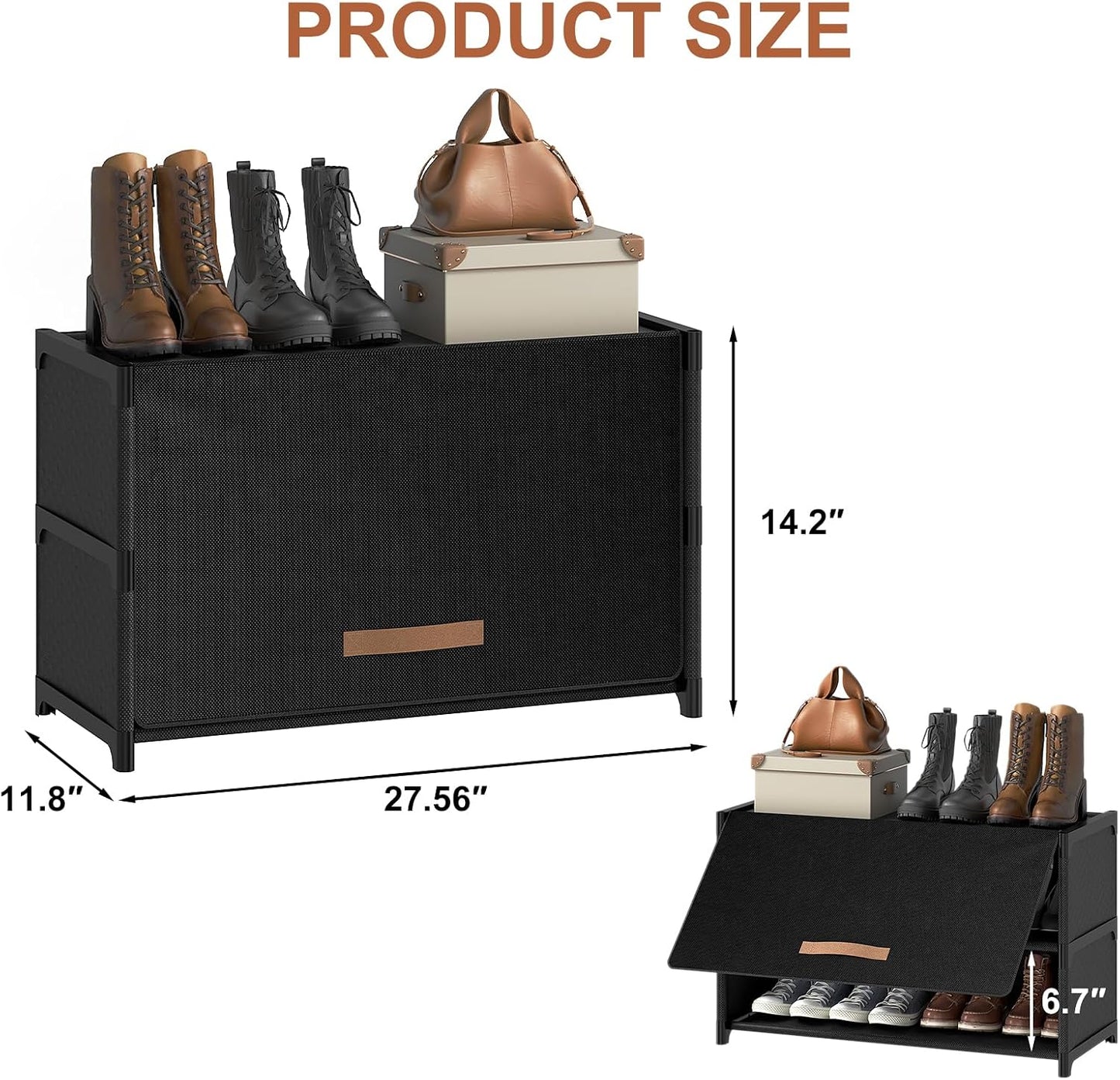 Shoe Rack, 5 Tier Shoe Storage Cabinet with Door 20 Pair Plastic Shoe Shelves Organizer for Closet, Entryway, Hallway, Bedroom, Black