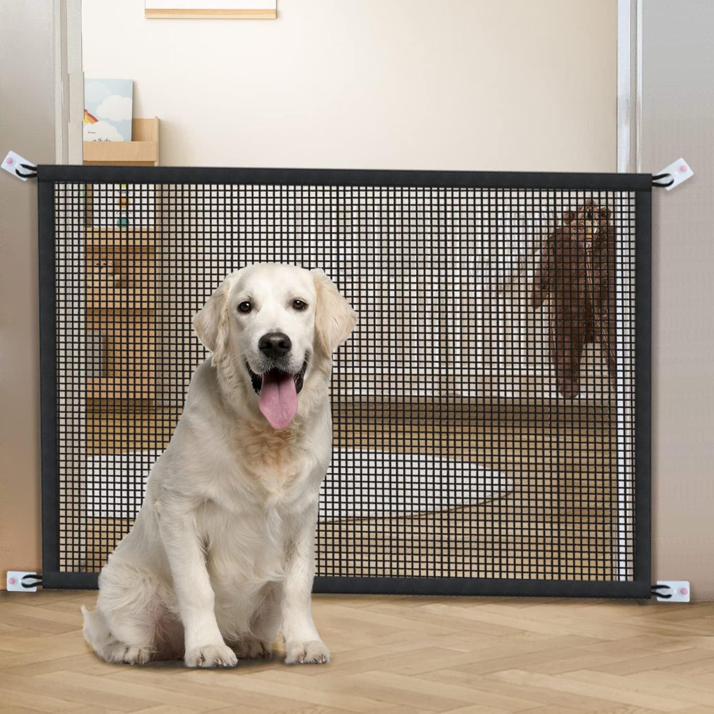 Cupount Dog Screen Mesh Gate for Stairs Pet Gates for The House: for Doorways Stairways Indoor 29 inches Tall, 38 inch Wide, Fits 32-35 inch Openings