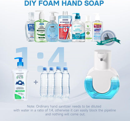 2 Pack Automatic Soap Dispenser,14.2oz/420ML Touchless Automatic Foaming Hand Soap Dispenser,Rechargeabled Wall Mounted Smart Pump for Bathroom Kitchen