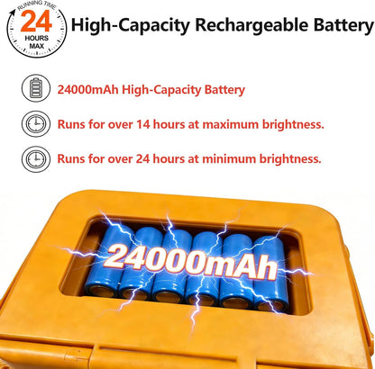 Portable LED Work Solar Light 100W 16500mAh 10000 LM with Stepless Brightness Job Site Battery Rechargeable LED Floor Light for Emergency Worklight for Hurricane