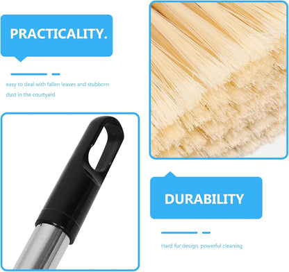 Didiseaon 1 Set Garden Broom: Heavy Duty Outdoor Bamboo Broom with Stainless Steel Handle - Hard Bristle Sweeping Brush for Garden Patio Garage Hardwood Floors Cleaning