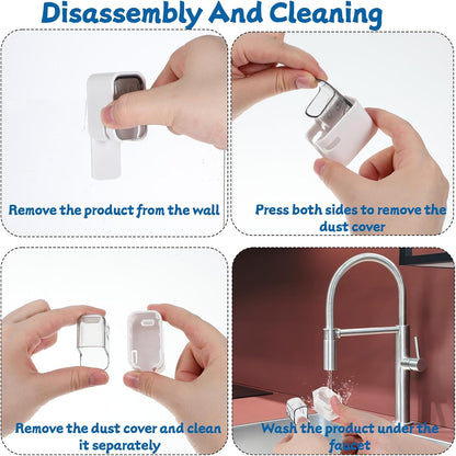 3PCS Toothbrush Holders Wall Mounted, Toothbrush Holders for Bathrooms with Cover, Self-Adhesive, Space-Saving, Waterproof, Quick Drying, Detachable for Easy Cleaning