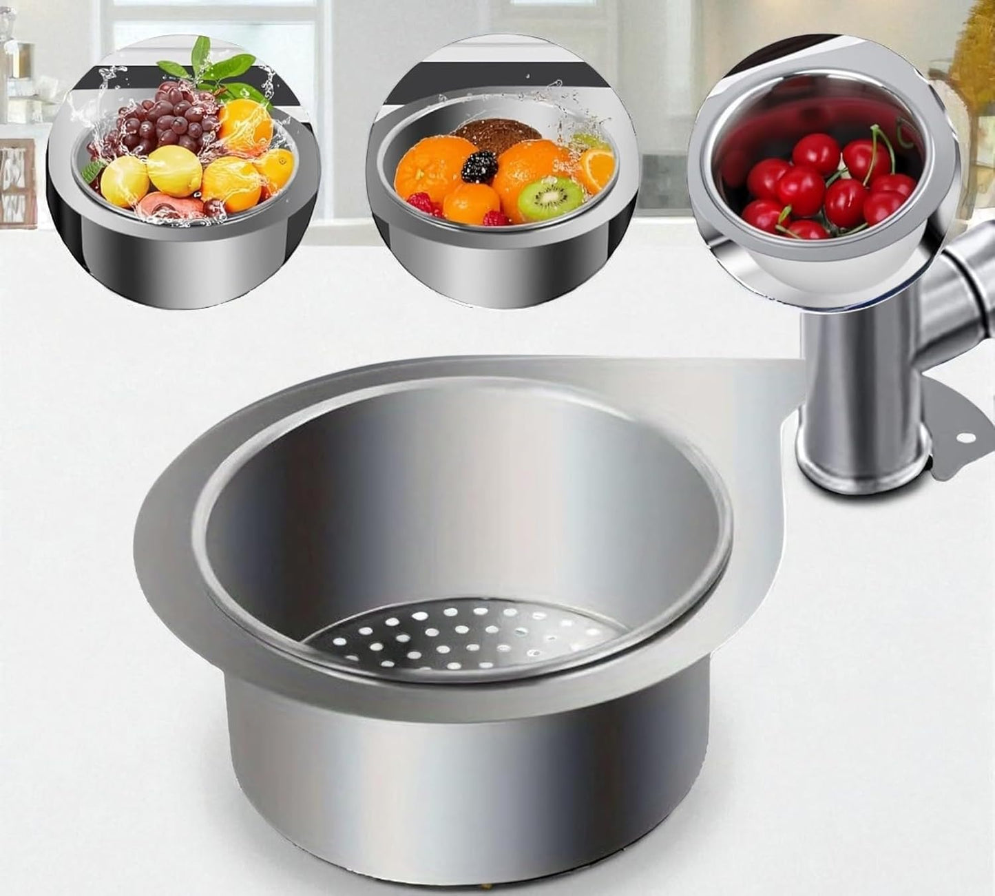 Premium Stainless Steel Kitchen Swan Sink Strainer Basket Hanging Waste Drain Filter Basket Fruit Vegetable Drainer Sponge Rack Storage