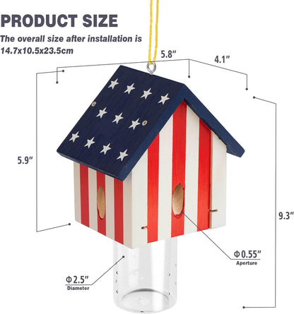 Carpenter Bee Trap for Outside - Best Bee Trap - Flag Cabin Style Nature Hanging Wood Carpenter Bee Traps Outdoor - Insect Traps with Removable Vault