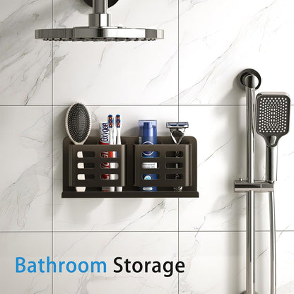 Aluminum Toothbrush Holder， Wall-Mounted，Bathroom Rack，4 Slot，Black | Bracket Shower Toothbrush Razor Holder Suitable for Toothbrush, Toothpaste, Razor and Comb etc Bathroom Storage