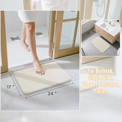 Yimobra Memory Foam Bath Mat, Super Soft Absorbent Bathroom Rug Non Slip, Quick Dry, Machine Washable Floor Carpet for Tub Shower, Home Decor Accessories, 24x17, Grey