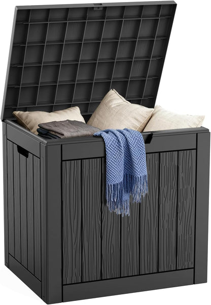 DRATO 180 Gallon Outdoor Storage Box, Large Waterproof Deck Box, Lockable Resin Storage Container with Reinforced Support for Patio Cushions, Garden Tools, UV-Resistant Outdoor Chest（Black，180 Gallon）