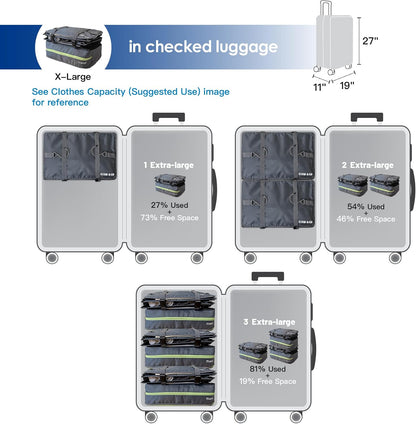 Grand Fusion Stow-N-Go Hanging Travel Shelves, Packing Organizer for Luggage. Carry on Closet for Suitcase. Expandable Packing Cube. Travel Essentials. (Black - L, L = (L) 11.8" x (W) 11.8")