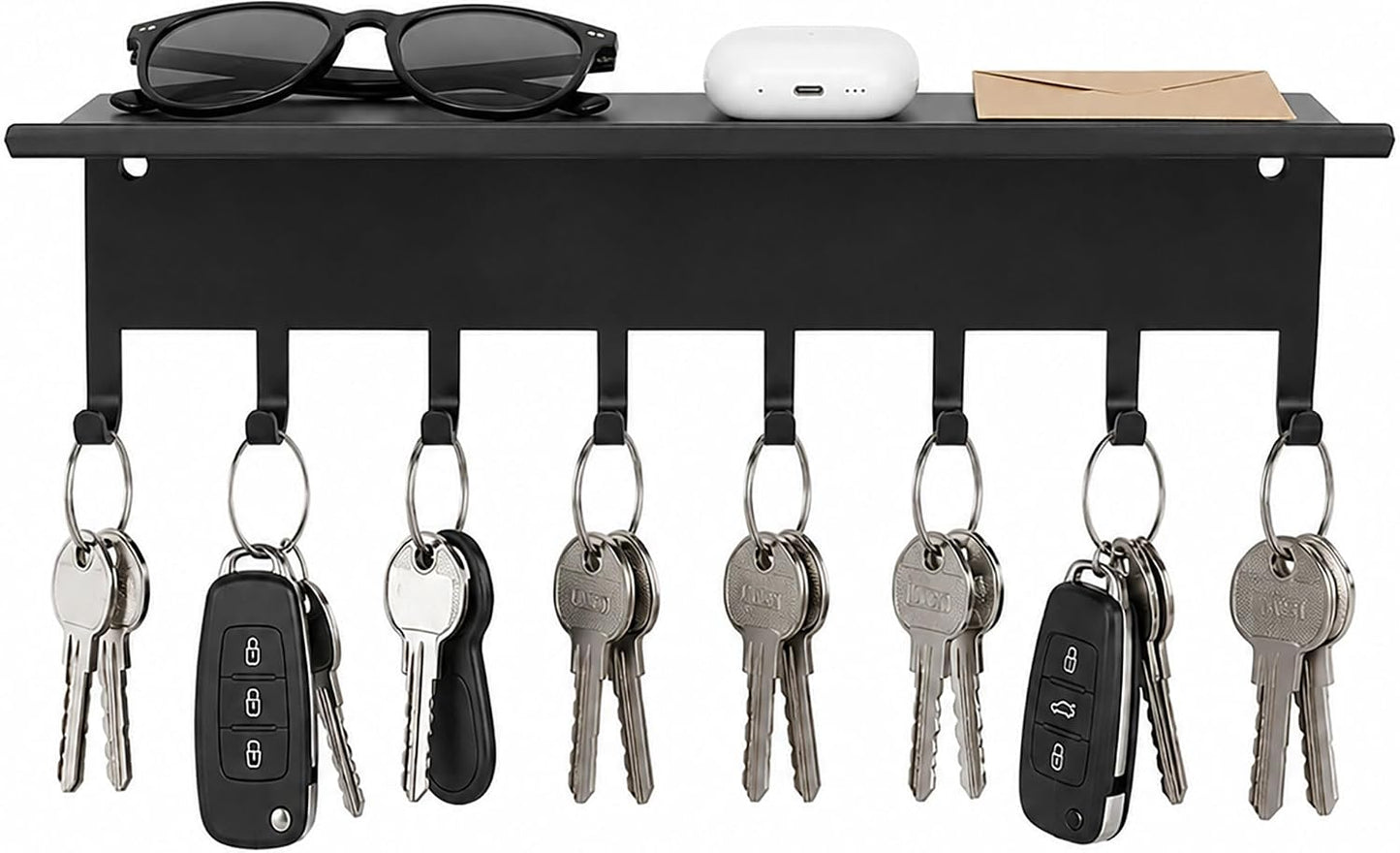 Key Holder Hooks Organizer Hanger Rack Wall Mounted Sweet Home Metal Decor Stylish and Practical for Entryway Front Door Kitchen Hallway Garage Mudroom Office Hardware Included Black