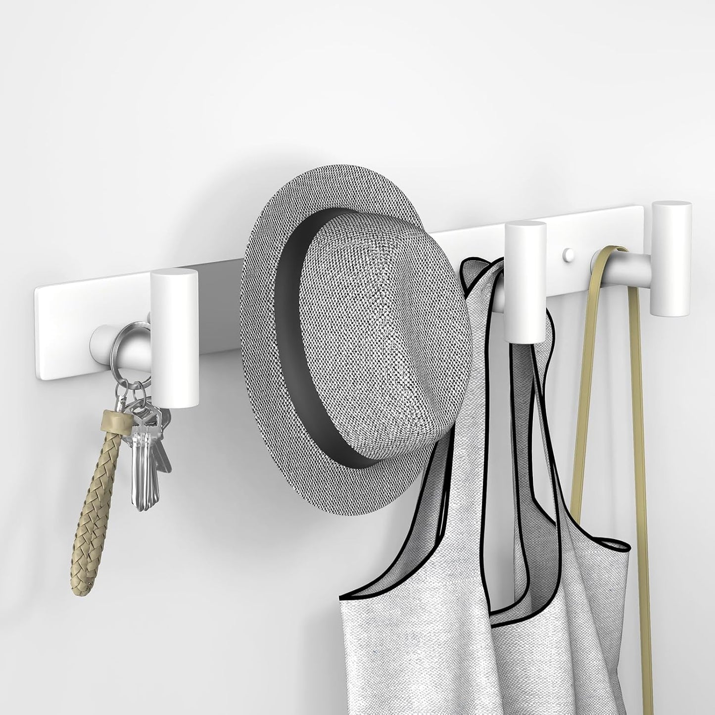 VAEHOLD Black Hat and Coat Wall Mount Rack - 3 Hooks for Robes, Bags, Keys, and Towels - Bathroom Towel Hanger Organizer (1 Pack)