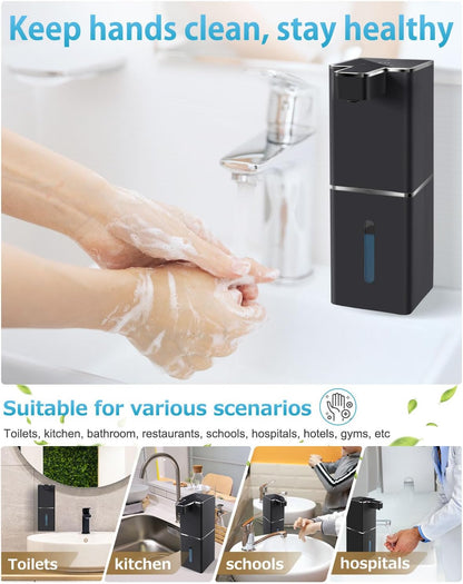 Automatic Foaming Soap Dispenser Touchless 380ml/12.8oz Rechargeable Hand Soap Dispenser Wall Mounted 4 Levels Adjustable Foam Soap Pump for Bathroom Kitchen Dish Soap