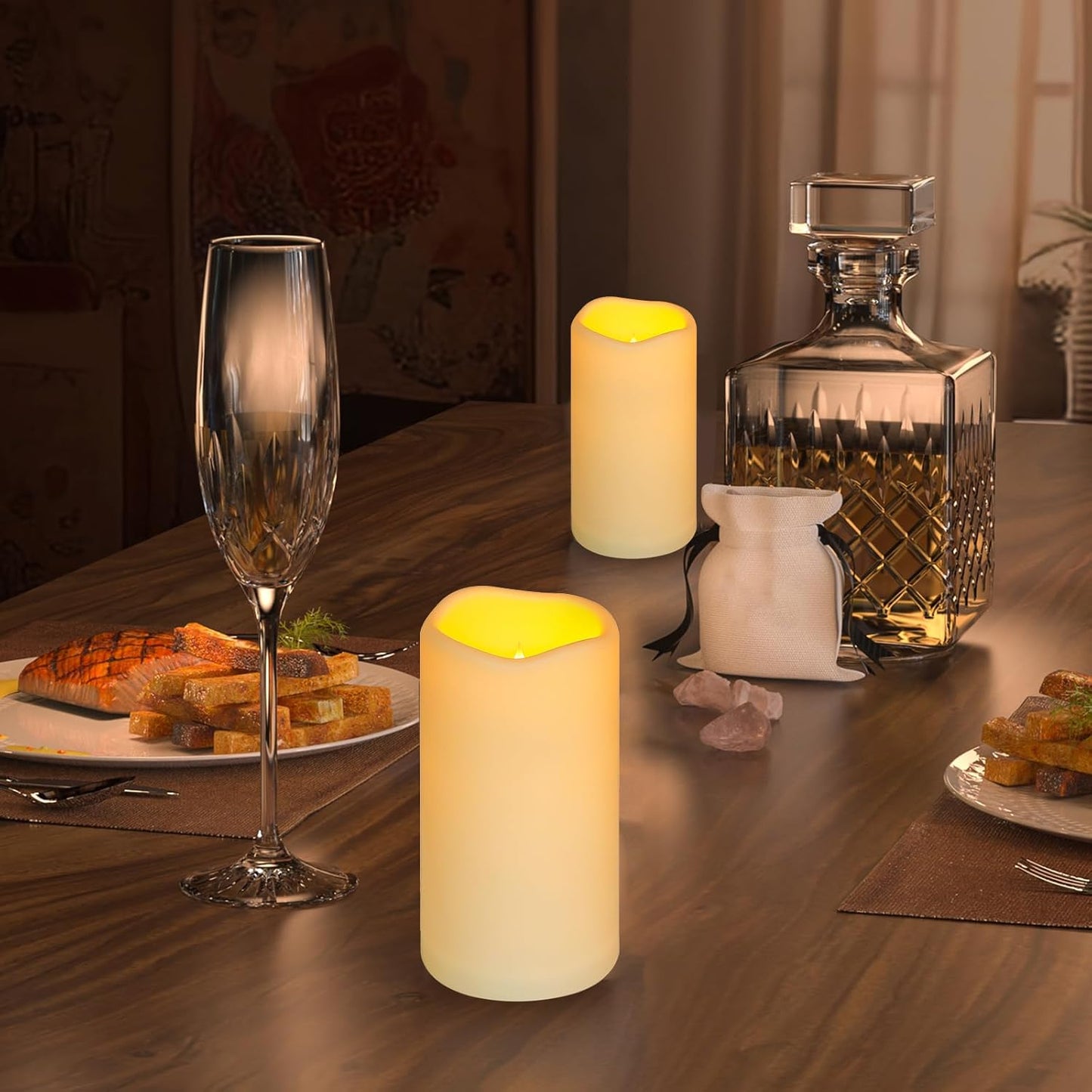 Enido Flameless Candles with Remote, 9 PC Outdoor Waterproof Battery Operated LED Pillar Candles, Flickering Electric Candles with Timer, 3" x 4" 5" 6" for Lantern, Patio, Wedding, Easter