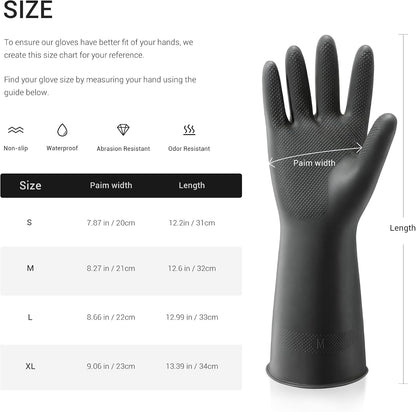 ThxToms 3 Pairs Dishwashing Gloves, Reusable Latex Cleaning Gloves for Housework Kitchen Bathroom, Durable Flexible & Anti-slip, Smooth Lining, Easy On & Off, Extra Large, Black