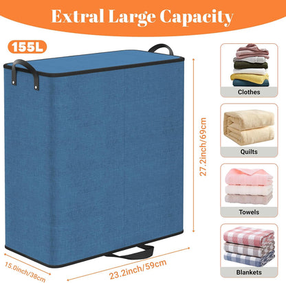 Large Double Laundry Hamper with Lid, Removable Bags & Reinforced Handles, 2 Section Tall Laundry Basket, Dirty Clothes Hampers for Laundry Room, Bedroom, Bathroom, Dorm, 136L, Gray