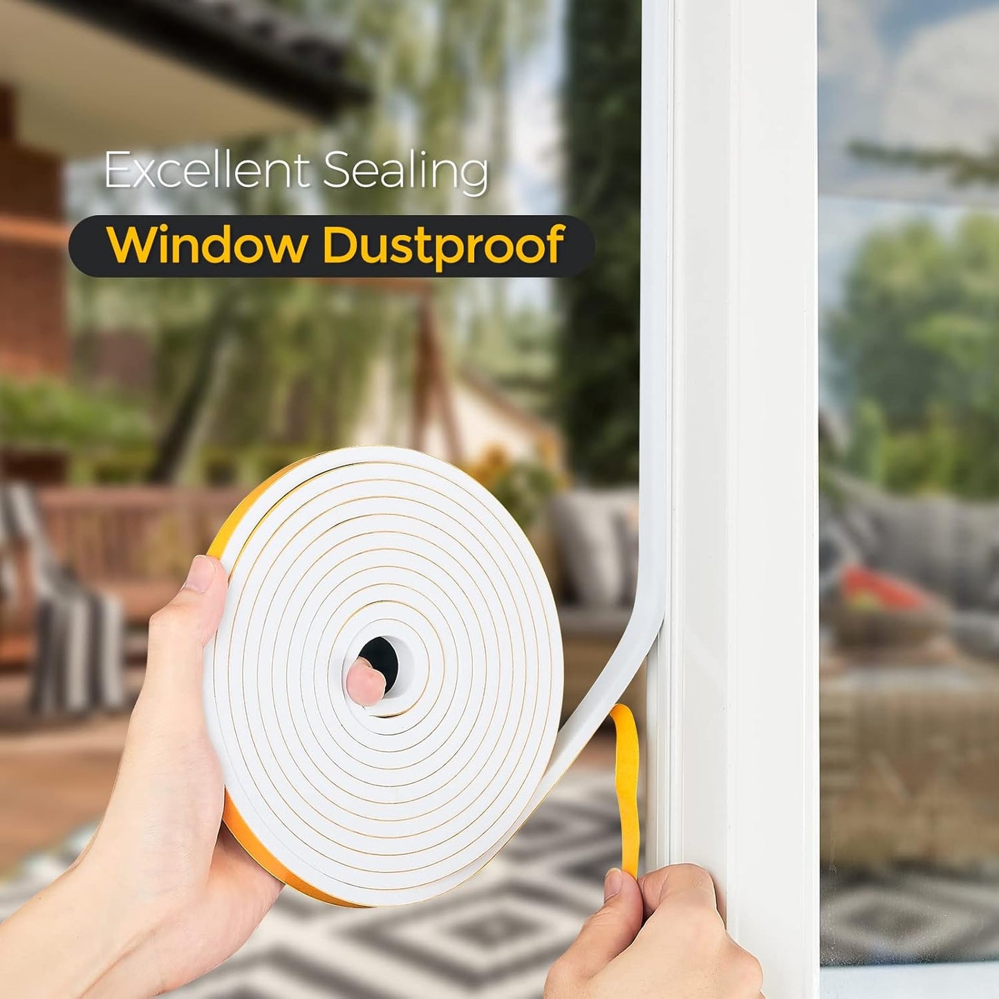 33 Feet Weather Stripping Door Seal- 1/2" Wide X 1/4" Thick Door Bottom Seal Strip High Density Foam Tape Adhesive Rubber Strip for Door Soundproofing,Window Insulation (1/2" x 1/4" x 33FT,Black)