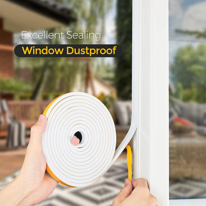 33 Feet Weather Stripping Door Seal- 1/2" Wide X 1/4" Thick Door Bottom Seal Strip High Density Foam Tape Adhesive Rubber Strip for Door Soundproofing,Window Insulation (1/2" x 1/4" x 33FT,Black)